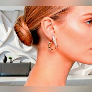 Vintage Elegant Gold and Silver Hoop Earrings